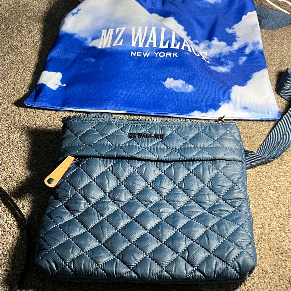 MZ Wallace Quilted Teal Crossbody Bag NWOT